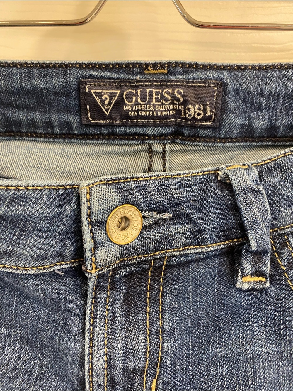GUESS Blue Distressed Denim Cutoff Shorts - Picture 4 of 5